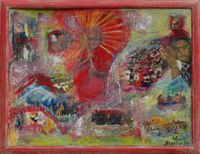 Frieden schaffen (Acryl auf Leinwand und Collage mit Holzrahmen, 100 cm x 70 cm)